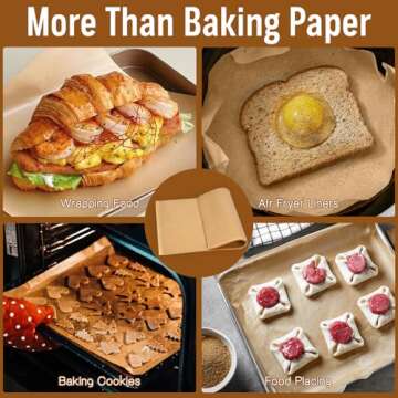 100Pcs Parchment Paper Sheets, 9x13 In Unbleached Parchment Paper for Baking Grilling Air Fryer and Steaming, Precut Non-Stick Parchment Baking Sheets in Quarter Size for Bread Cakes Cookies Kovpnor