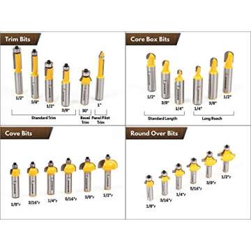 YONICO 70 Piece Set Router Bits 1/2 Shank- Tungsten Carbide Router Bit Set | Professional Wood Router Bits 17702