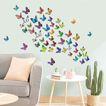 80 PCS 3D Butterfly Wall Decor, Butterfly Wall Decals Removable Mural Stickers Butterfly Decorations for Home Room Bedroom Nursery Decor