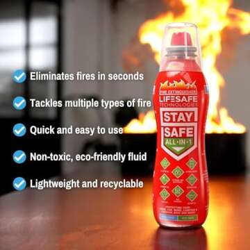 LifeSafe Technologies StaySafe All-in-1 Portable Fire Extinguisher | Easy to Use Compact Fire Spray for 10 Types of Fires | Non-Toxic & Eco-Friendly For Home, Kitchen, Car, Garage, Boat