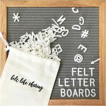 10x10in Felt Letter Board - Changeable Letters & Oak Frame