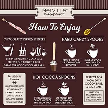 Melville Candy Gourmet Chocolate Stirrers - Naturally Flavored Stirrers for Beverages - Chocolate with Mini Marshmallows, 8 Count