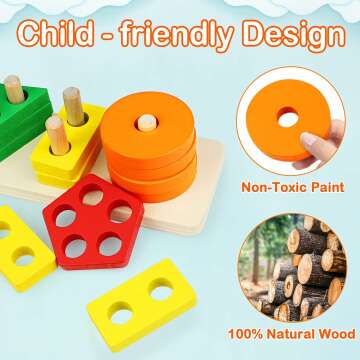 Montessori Wooden Stacking Toy for Boys & Girls 🎀