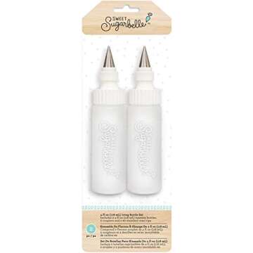 Sweet Sugarbelle Icing Bottle 4 oz, Perfect for Flooding, Filling, and Decorading Cookies, Cakes, Desserts, Switch Tips, Easy Clean, Baking, Cooking, Kitchen