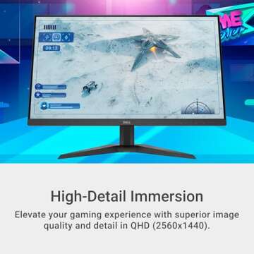 Dell G2725D Gaming Monitor - 27-inch QHD (2560x1440) up to 180 Hz, 2ms Response time, 99% RGB Display, DisplayPort/HDMI Connectivity, AMD FreeSync, Comfortview, Tilt Adjustable - Black