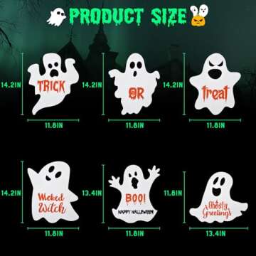 6 Pcs Halloween Decorations Outdoor Yard Signs Glow in The Dark Signs with Stakes Long Time Glow, Halloween Scary Ghost Yard Signs Trick or Treat for Spooky Halloween Yard Lawn Patio Garden Decoration