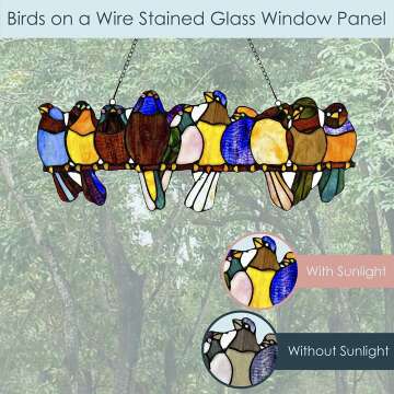 Birds on a Wire Stained Glass