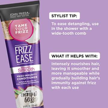 John Frieda Frizz Ease Beyond Smooth Frizz-Immunity Conditioner, 8.45 Ounces, Anti-Humidity Conditioner, Prevents Frizz, with Pure Coconut Oil