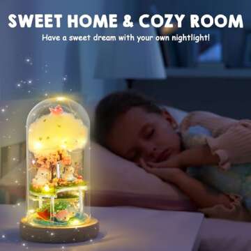 Make Your Own Unicorn Night Light - Birthday Crafts Gifts for Girls Kids, Unicorns Terrarium Kit for Kids, 3-in-1 Unicorn Toys Presents, Arts and Crafts for Kids Age 6 7 8-12 Year Old Girl