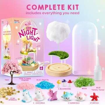 Make Your Own Unicorn Night Light - Birthday Crafts Gifts for Girls Kids, Unicorns Terrarium Kit for Kids, 3-in-1 Unicorn Toys Presents, Arts and Crafts for Kids Age 6 7 8-12 Year Old Girl