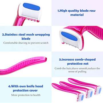 18 Pieces Women's Razor Bikini Trimmer Durable Travel Accessories Women Razors Shaver Pubic Hair Removal Beauty Razor T-Type Razor for Body Cosmetic Tool (Pink)