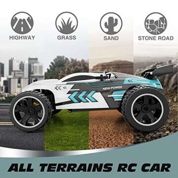 Tecnock RC Cars Remote Control Car for Kids, 1:18 Scale 20 KM/H 2WD Offroad Buggy, 2.4GHz RC Racing Car with 50-Min Playtime, Toys Gifts for Boys & Girls