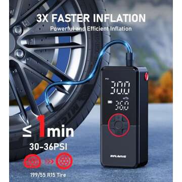 Tire Inflator Portable Air Compressor, Electric Air Pump for Car Tires with Pressure Gauge, 3X Faster Portable Tire Inflator for Car with Deflation Mode, 150PSI Bike Tire Pump for Car, Motor Bike Ball