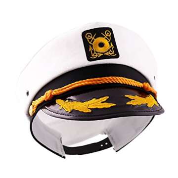 Wall2Wall Captain's Yacht Sailors Hat Snapback Adjustable Sea Cap Navy Costume Accessory (1 Pc)