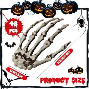 Halloween Skeleton Hands Plastic Fake Human Hands Realistic Skeleton Hands Halloween Decoration Life Size Severed Skeleton Hands for Halloween Decoration Zombie Party Terror Scary Props (24)