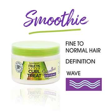 Garnier Fructis Style Curl Treat Defining Smoothie for Fine to Normal Curly Hair, 10.5 Ounce Jar