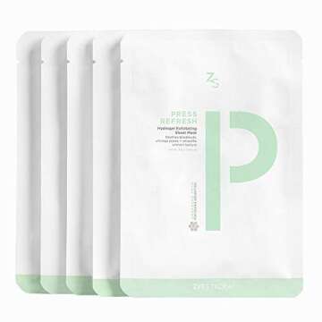 ZitSticka Sheet Masks for Face Skincare- Exfoliating & Hydrating Sheet Mask for Dry & Sensitive Skin - Soothe Breakouts & Acne-Prone Skin - Beauty Facial Skin Care for Woman (Press Fresh 5 Sheets)