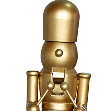 AMLESO 10 Inches Golden Wood Nutcracker Soldier Drummer Christmas Figures Toy Holiday Xmas Decor for Shelves and Tables Festive European Style