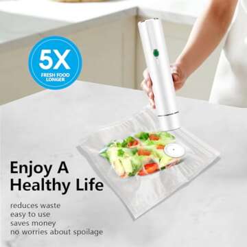 Handheld Vacuum Sealer for Food Storage - Compact Design with 30 Bags