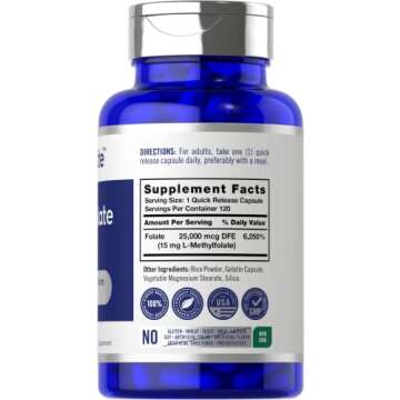 Carlyle L Methylfolate 15mg | 120 Capsules | Value Size | Max Potency | Optimized and Activated | Non-GMO, Gluten Free | Methyl Folate, 5-MTHF | by Opti-Folate