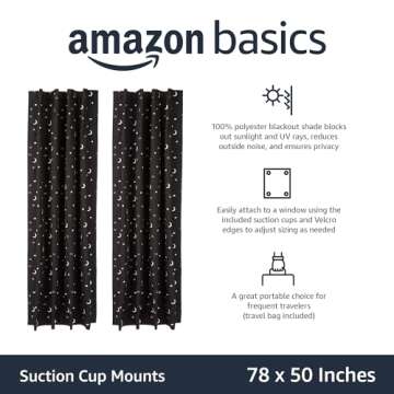 Amazon Basics Blackout Curtain Shade, 2-Pack for Travel