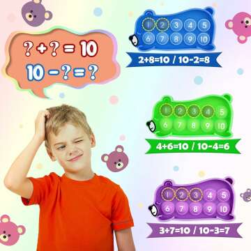 Torlam Ten Frames Math Games Board for Kids, Math Manipulatives for Homeschool Kindergarten Preschool Classroom Teacher Special Educational Learning Activities