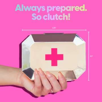 BLINGSTING First Aid Kit - 75 Essential First-aid Supplies, Bandages, Wipes, Gold Travel Case - Multipurpose Mini Emergency Kit for Women - Pink Interior - Compact & Versatile - TSA Approved (1 Count)