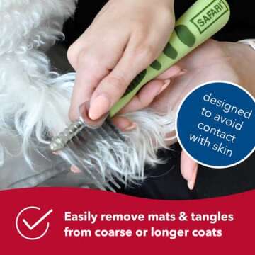 Coastal Pet Safari Dog De-Matting Comb - Serrated Stainless Steel Grooming Tool for Dogs with Medium to Long Hair - Keeps Coats Smooth & Soft - One Size