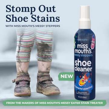 Miss Mouth's Messy Steppers Shoe Cleaner - 4oz Spray Ready To Use Sneaker Cleaner for Rubber, Canvas, Leather to Remove Dirt, Grass, Scuffs from makers of Miss Mouth's Messy Eater Stain Treater