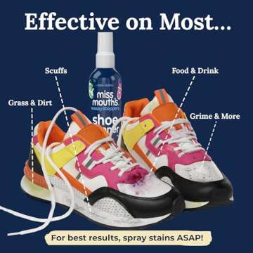 Miss Mouth's Messy Steppers Shoe Cleaner - 4oz Spray Ready To Use Sneaker Cleaner for Rubber, Canvas, Leather to Remove Dirt, Grass, Scuffs from makers of Miss Mouth's Messy Eater Stain Treater