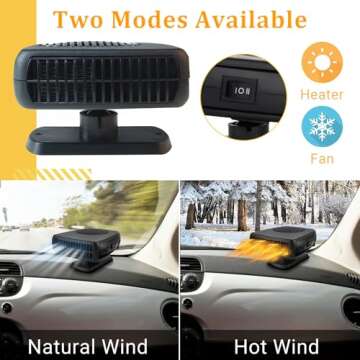 Car Heater,12V 200W Portable Windshield Defroster Demister with Heating/Cooling Fan and Plug in Cigarette Lighter Fast Heating Defrost Defogger with Ergonomic Handheld Design for All Kinds of Cars