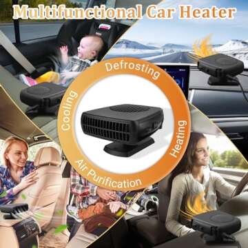 Car Heater,12V 200W Portable Windshield Defroster Demister with Heating/Cooling Fan and Plug in Cigarette Lighter Fast Heating Defrost Defogger with Ergonomic Handheld Design for All Kinds of Cars