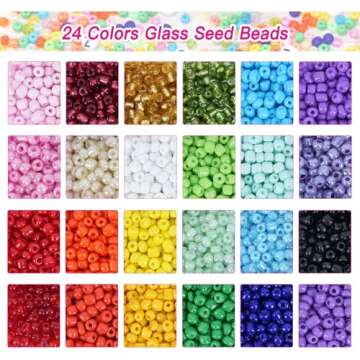 DICOBD 5040pcs 5mm Glass Seed Beads with Letter Alphabet Beads A-Z for Bracelet Making Friendship Bracelet Kit for Jewelry Making Necklaces DIY Crafts Bracelets and Key Chains with 2 Rolls of Cord