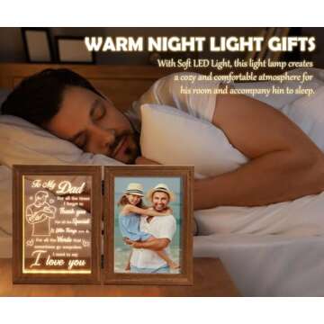 Christmas Gifts for Dad Who Wants Nothing from Daughter Son Kids Best Dad Gifts - Engraved Night Light with Dad Picture Frame 5x7, Father in Law Christmas Gifts & Step Dad Bonus Dad New Dad Gifts