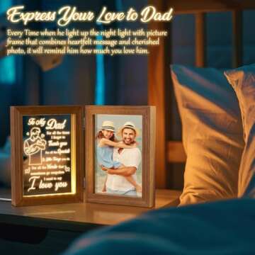 Christmas Gifts for Dad Who Wants Nothing from Daughter Son Kids Best Dad Gifts - Engraved Night Light with Dad Picture Frame 5x7, Father in Law Christmas Gifts & Step Dad Bonus Dad New Dad Gifts