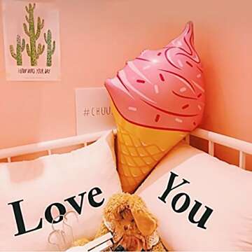 Novelty Place Giant Inflatable Ice Cream Cone for Summer Party, Swimming Pool, Beach, Birthday, and Outdoor Decorations(36 Inches, Pack of 3)