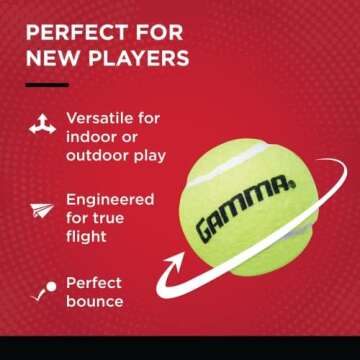 GAMMA Sports Pressureless Tennis-Balls with Mesh Tennis-Ball Bag 10 Pack