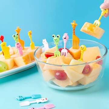 Animal Food Picks for Kids, Fun Bento Picks, Cute Cartoon Animal Fruit Food Toothpicks, Lunch Bento Box Picks for Toddler Boys Girls Party Favors Christmas Birthday Gifts Classroom Prizes C -10pcs