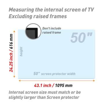 BU TV Screen Protectors 50 Inch Anti-Glare TV Film,Blue Light Anti Scratch Film for 50 Inch,50 Inch TV Anti Glare Screen Protector TV Glare Stopper Matte Film