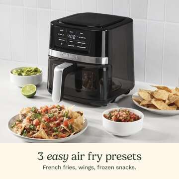 Cuisinart Air Fryer Oven – 2.6-Qt Basket Black and Stainless Steel Air Fryer – Dishwasher-Safe Parts with 3 Presets – Roast, Bake, and Air Fry – Quick & Easy Meals – AIR-80