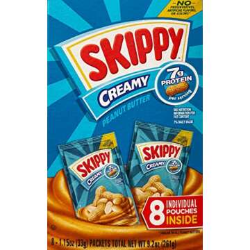 Skippy New Ceamy Peanut Butter Spread On-the-Go 8 Mini Pouches, 1 Pack (Creamy)