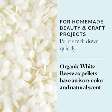 Sky Organics - Organic White Beeswax - DIY Home Essentials - Beauty, Skin Care, & Crafts - Candle Making Supplies - Make Lip Balm, Candles, Soap, Lotion, Cream, Body Butter - Mild Natural Scent, 16oz