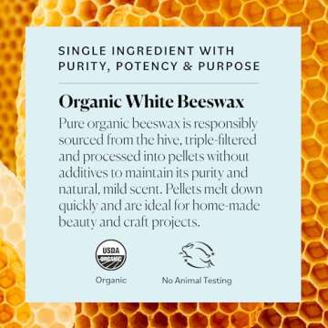 Sky Organics - Organic White Beeswax - DIY Home Essentials - Beauty, Skin Care, & Crafts - Candle Making Supplies - Make Lip Balm, Candles, Soap, Lotion, Cream, Body Butter - Mild Natural Scent, 16oz