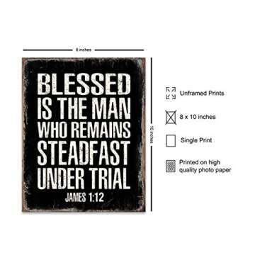 Christian Gifts for Men - Blessed Wall Decor - Masculine Christianity - Religious Gifts for Men - Bible Verse Wall Art - Scripture Wall Art - Inspirational God Wall Decor - Catholic Gifts for Men