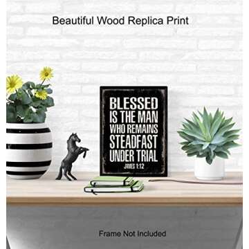 Christian Gifts for Men - Blessed Wall Decor - Masculine Christianity - Religious Gifts for Men - Bible Verse Wall Art - Scripture Wall Art - Inspirational God Wall Decor - Catholic Gifts for Men