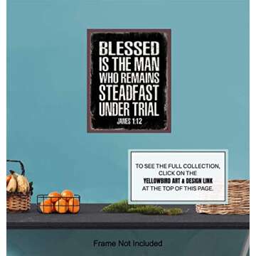 Christian Gifts for Men - Blessed Wall Decor - Masculine Christianity - Religious Gifts for Men - Bible Verse Wall Art - Scripture Wall Art - Inspirational God Wall Decor - Catholic Gifts for Men