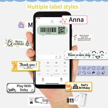 LMASBLTER Pink Label Maker Machine with Tape D11 Portable Bluetooth Sticker Label Printer with Different Fonts Easy to Use Ideal for Home Office Organization Small Business Supplies USB Rechargeable