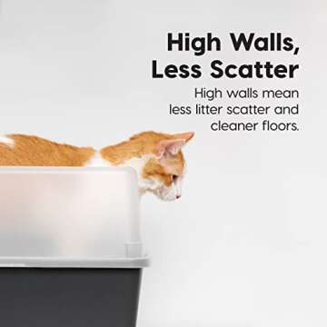 Large Cat Litter Box with Scatter Shield & Scoop