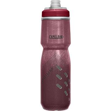 CamelBak Podium Chill Insulated Bike Water Bottle - Easy Squeeze Bottle - Fits Most Bike Cages - 24oz, Burgunday Perforated