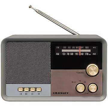 Crosley CR3036D-CL Tribute Vintage AM/FM Bluetooth Radio, Charcoal